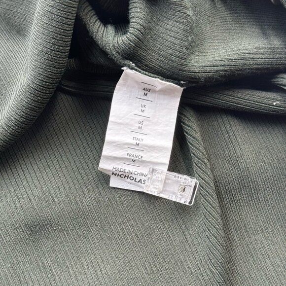 🆕 NICHOLAS 🧿 NWT Palmer Lace Up Ribbed Knit Maxi Dress, Olive Green - Sz M - Picture 12 of 15